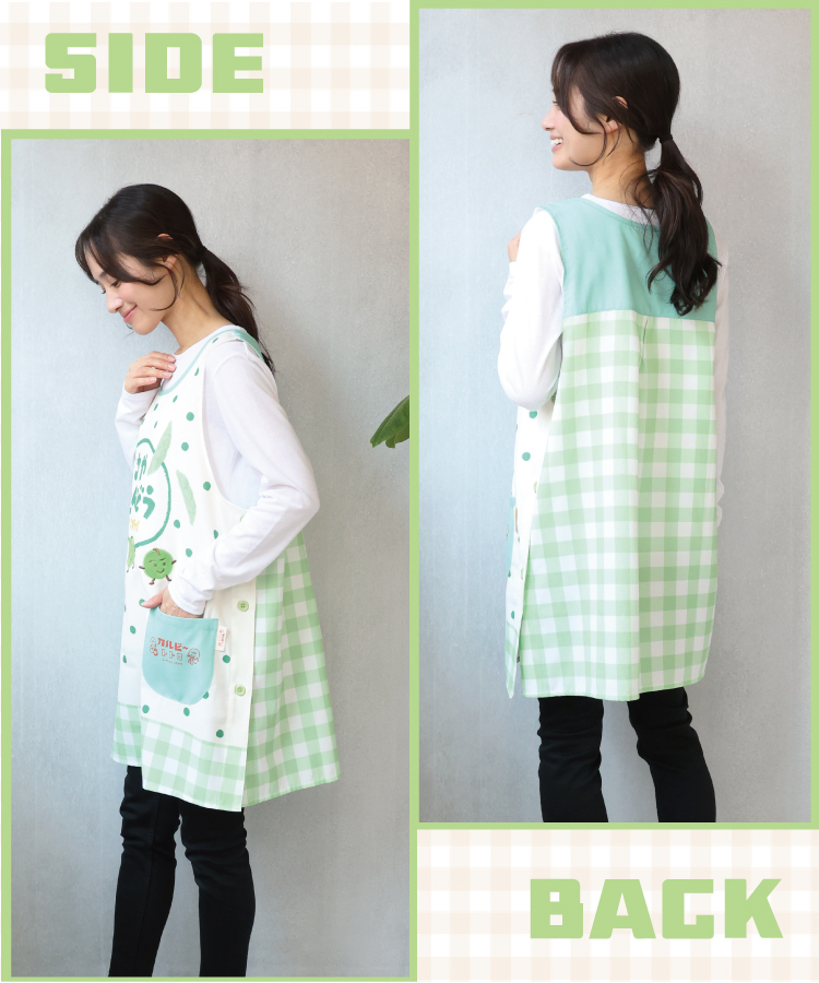 エプロン 保育士 キャラクター エプロン お菓子 カルビー ポテトチップス コンソメパンチ うすしお じゃがりこ さやえんどう かぶるだけ かわいい レトロ ポケット付き サイドボタン 速乾性 ノーアイロン M〜L サイズ