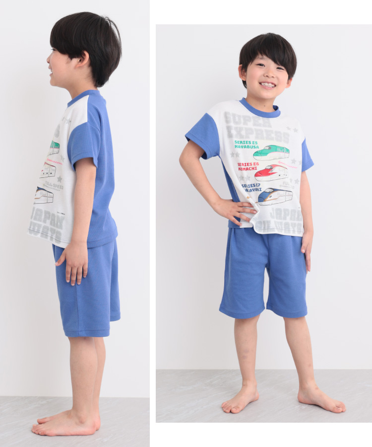 光る パジャマ キッズ 男の子 蓄光 半袖 夏 天竺 トーマス でんたま ドラえもん ダイナソー 電車 恐竜 メッシュ ストレッチ 誕生日 プレゼント キャラクター