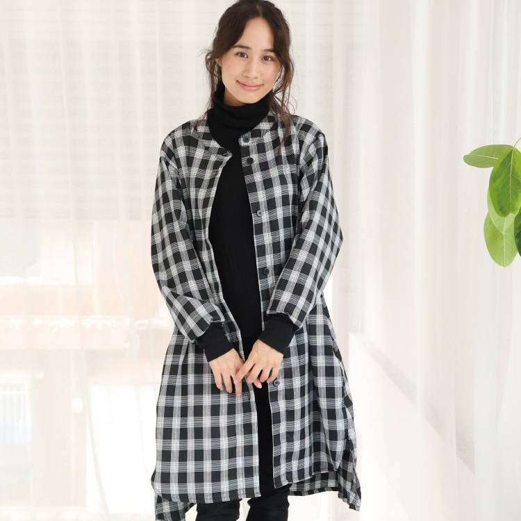 割烹着 おしゃれ かっぽう着 ロング かわいい 前開き スモック