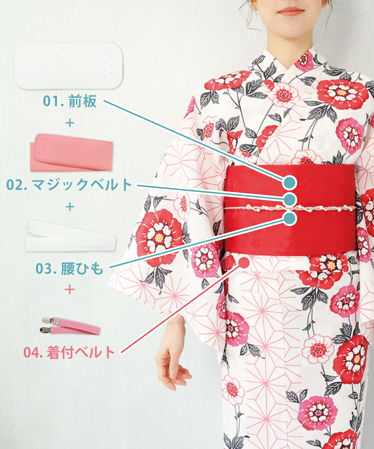 浴衣 着付けセット 3点セット 4点セット 大人用 レディース 前板 マジックベルト 腰ひも 着付ベルト 簡単 着付け小物セット 和装 帯板 伊達締め 腰紐 着付けベルト 着物ベルト 着付小物 和装小物