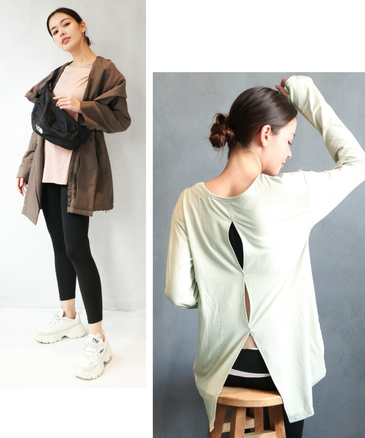 ヨガウェア トップス カップ付 一体型 体型カバー 半袖 長袖 ロング丈 タンクトップ UVカット レディース おしゃれ スポーツウェア カップ付き ホットヨガ ピラティス ヨガ スポーツ M L LL AquaZen yoga