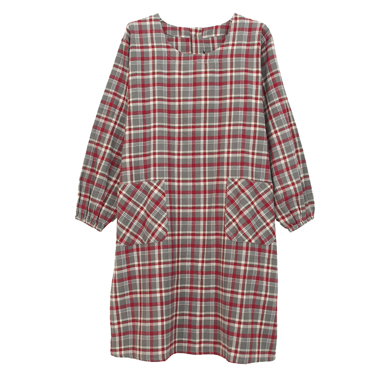 #24252 ハンドメイド　綿100% かっぽう着　【ヘアラインストライプ】 Cotton Lurex Stripe V Neck Dress | Pasand by ne Quittez pas