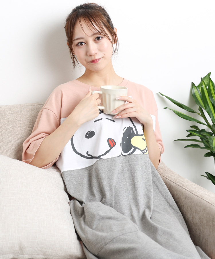SNOOPY（スヌーピー） ワンピース ルームウェア パジャマ 半袖 五分袖