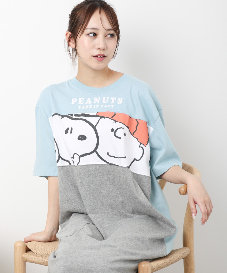 SNOOPY（スヌーピー） ワンピース ルームウェア パジャマ 半袖 五分袖