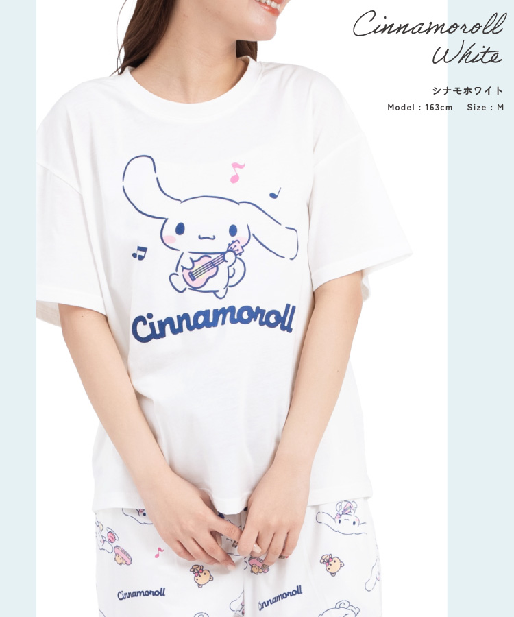 パジャマ レディース かわいい 半袖 ルームウェア パウダーストレッチ 夏 セットアップ 上下セット 部屋着 サンリオ キティ シナモロール クロミ キャラクター 大人用 高校生 中学生 Ｍ Ｌsazac サザック