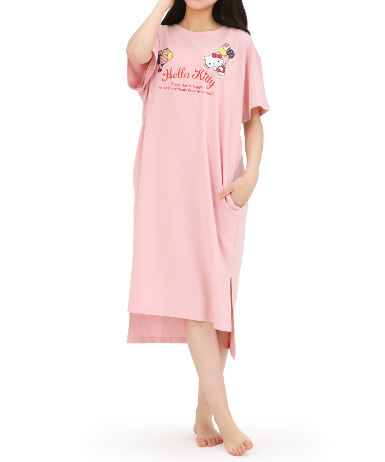 sanrio（サンリオ） ネグリジェ ワンピース 半袖 ミニ裏毛 レディース