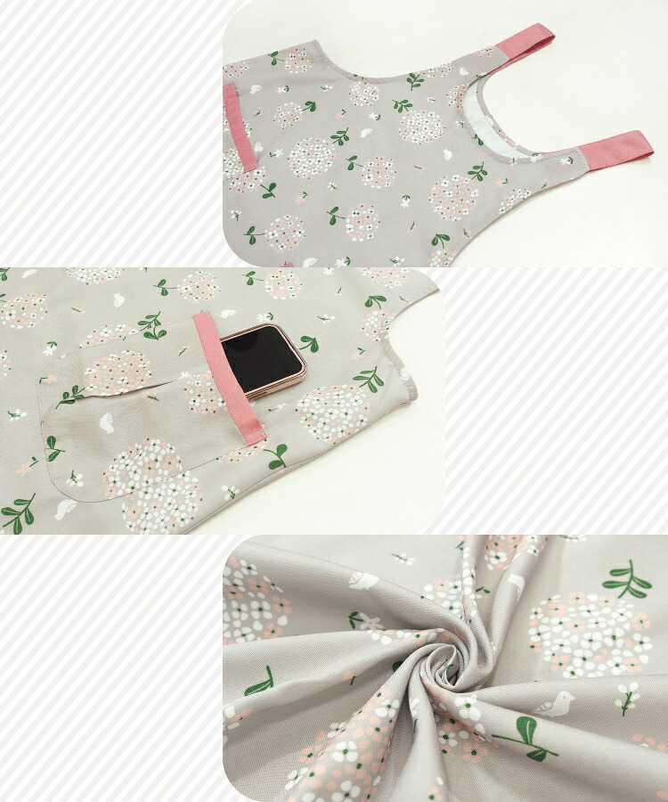 エプロン おしゃれ かぶるだけ 保育士 ワンピース 軽い レディース かぶりタイプ 北欧 花柄 ドット柄 アジサイ 紫陽花 シワになりにくい 幼稚園 介護士 看護師 大人用 かわいい 母の日 ギフト プレゼント M〜L