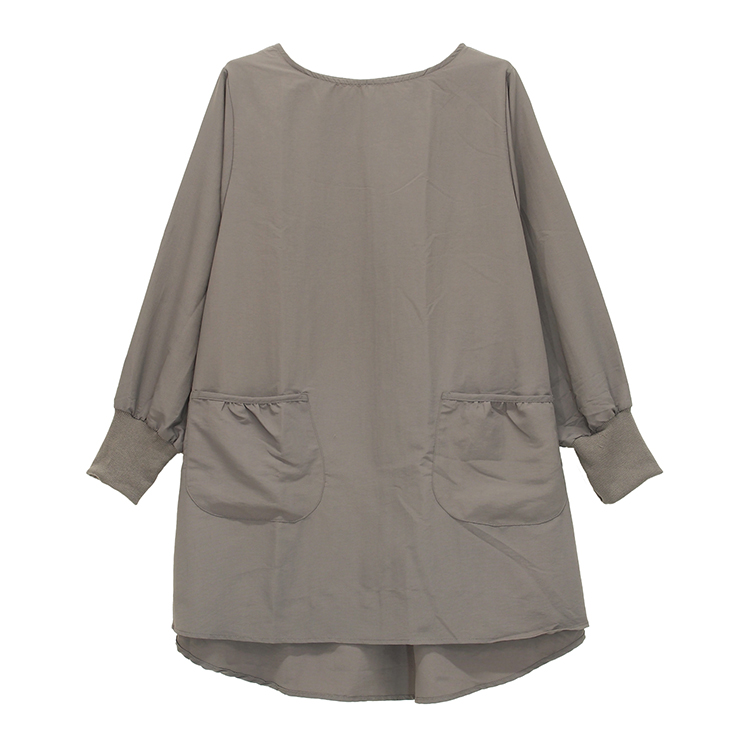 割烹着 おしゃれ 撥水 スモック タブリエ リブ袖 ワンピース 秋 春