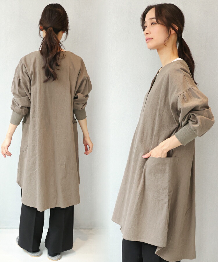 スモック 大人 割烹着 前開き 綿100％ かわいい おしゃれ 保育士 かっぽう着 おしゃれ 無地 シンプル ロング丈 コットン アウター 上着 ワンマイルウェア ワンピース レディース かっぽうぎ エプロン ギフト プレゼント M〜L サイズ