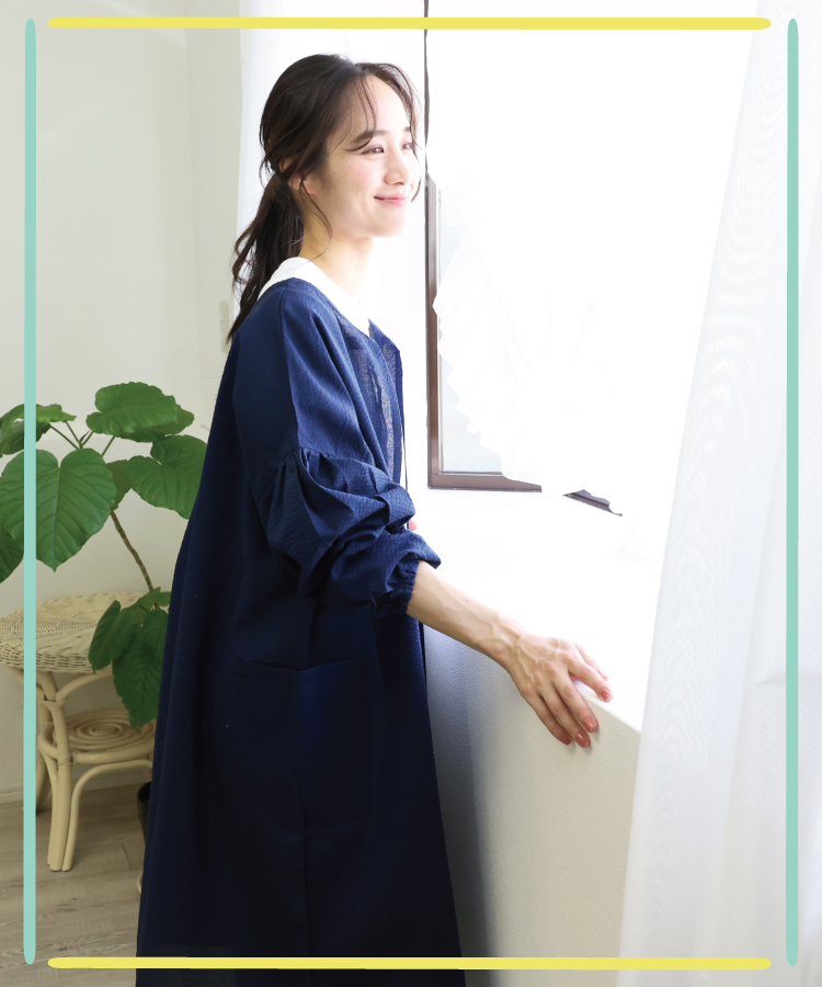 割烹着 おしゃれ 夏 かっぽう着 保育士 かっぽうぎ しじら織 涼しい オシャレ 2way100cm丈 軽い かわいい レディース 羽織り 軽量 薄手 ギフト 母の日 プレゼント Ｍ〜Ｌ