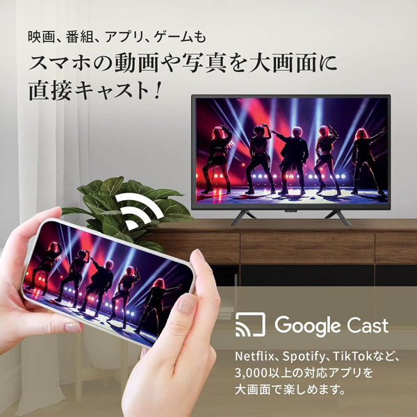 スマートテレビ 24インチ ハイビジョン 3波Wチューナー搭載 GoogleTV