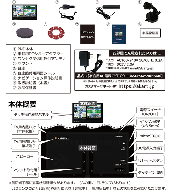 カーナビ ポータブルナビ 9インチ ワンセグ搭載 ゼンリン社監修地図
