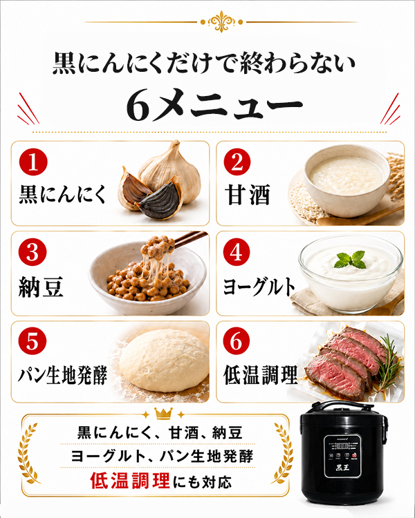 黒にんにく発酵器 黒王 BIGサイズ 最大約3kg 家庭用 発酵メーカー 6