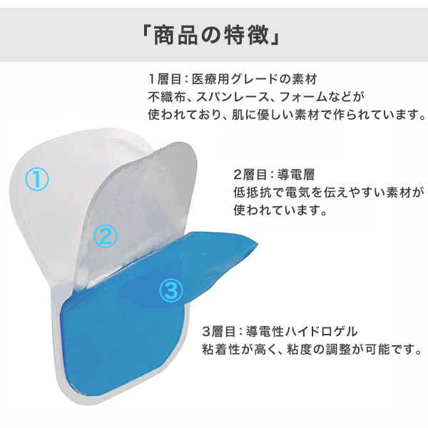EMSジェルパッド 30枚入り 6cm×4cm EMSジェルシート ジェルシート 高