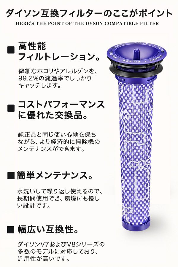 Dyson ダイソン 掃除機フィルター プレフィルター 4本セット V7 V8