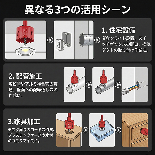 バイメタルホールソー 6本セット 18 20 22 28 30 35 穴あけ ドリル