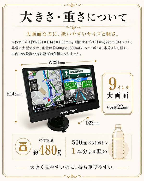 カーナビ 9インチ ポータブル 2026年版 ゼンリン地図 最新 ワンセグ