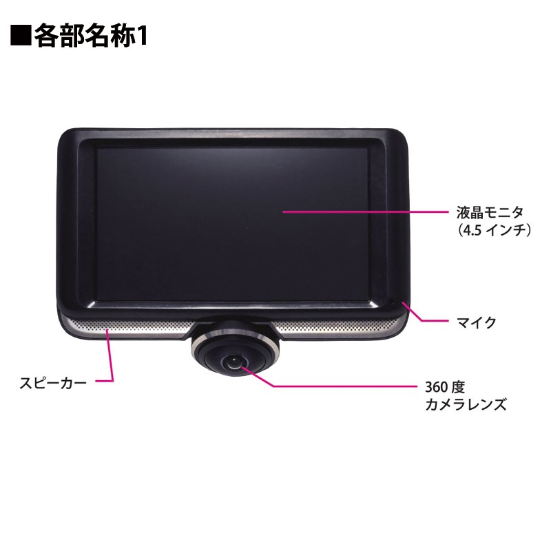 360°撮影カメラ搭載ドライブレコーダー 360度カメラ搭載 リアカメラ付き ドライブレコーダー - ROOMMATE