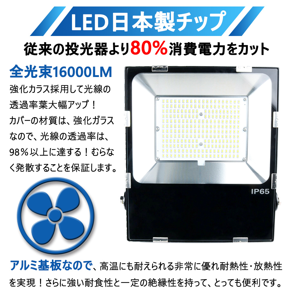 超薄型led投光器 100w 1000Ｗ相当 屋外用100w作業灯 IP65防水防塵 演出照明 倉庫 LED照明 LEDラッドライト スポーツ照明  高輝度投光機 明るい 薄型投光器