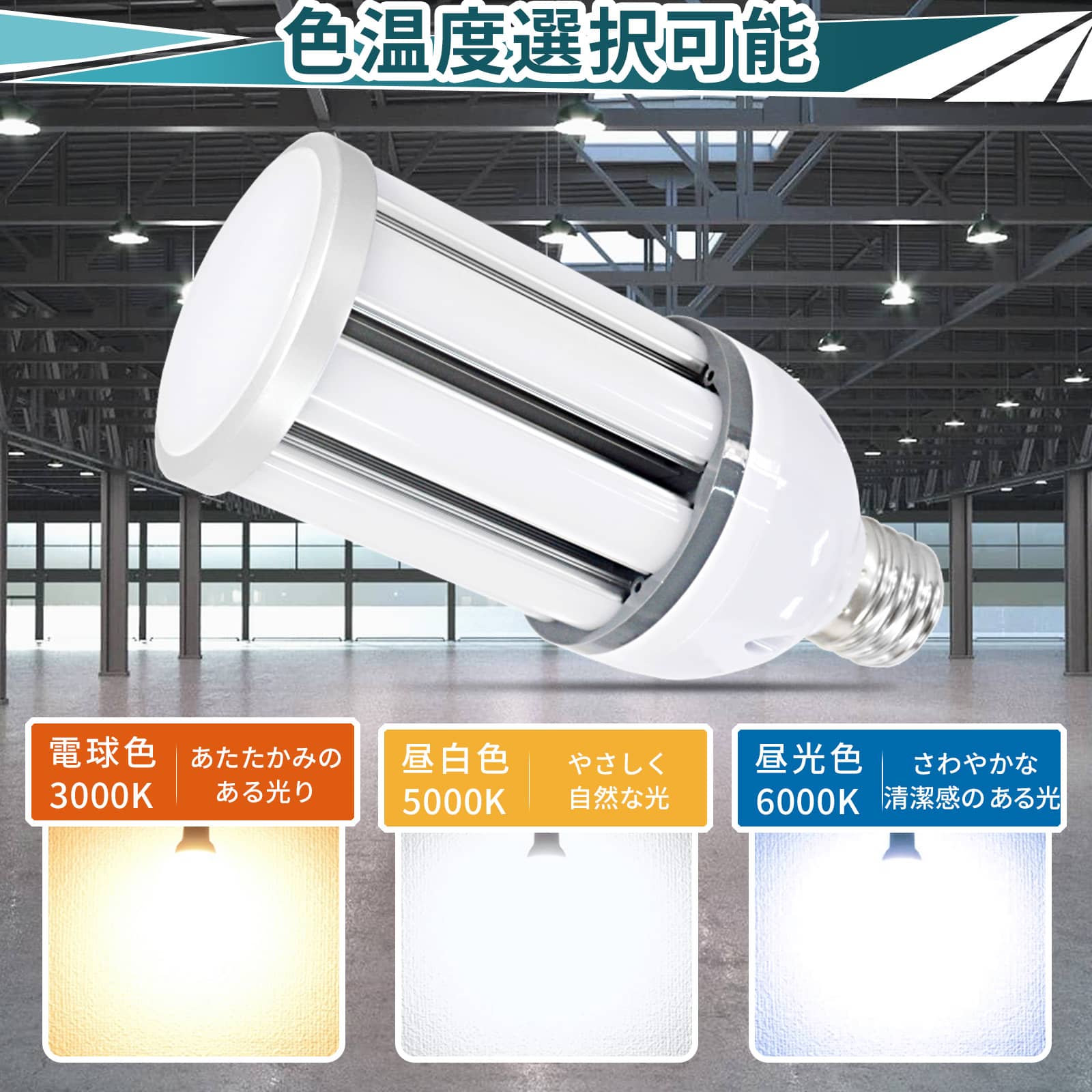 10個セット LED電球 LEDランプ 水銀灯からledへ交換 38w 白熱電球代替 e26 e39 7600lm コーンライト 交換用照明 公園照明 駐車場照明 LED作業灯 ワークライト_1