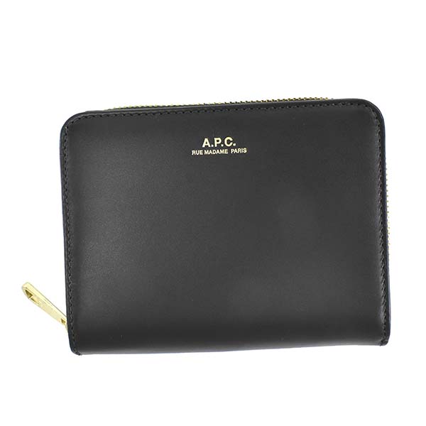 A.P.C. アーペーセー F63029 PXAWV 二つ折り財布 レディース APC Smooth エマニエル レザー シンプル 財布 女性 ブラック NOIR LZZ プレゼント｜shoppress｜02