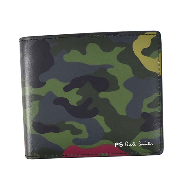 PAUL SMITH ポールスミス M2A6078 GCAMOL 二つ折り財布 迷彩 PR メンズ カモフラージュ プリントレザー グリーン系 M2A 6078 GCAMOL 男性