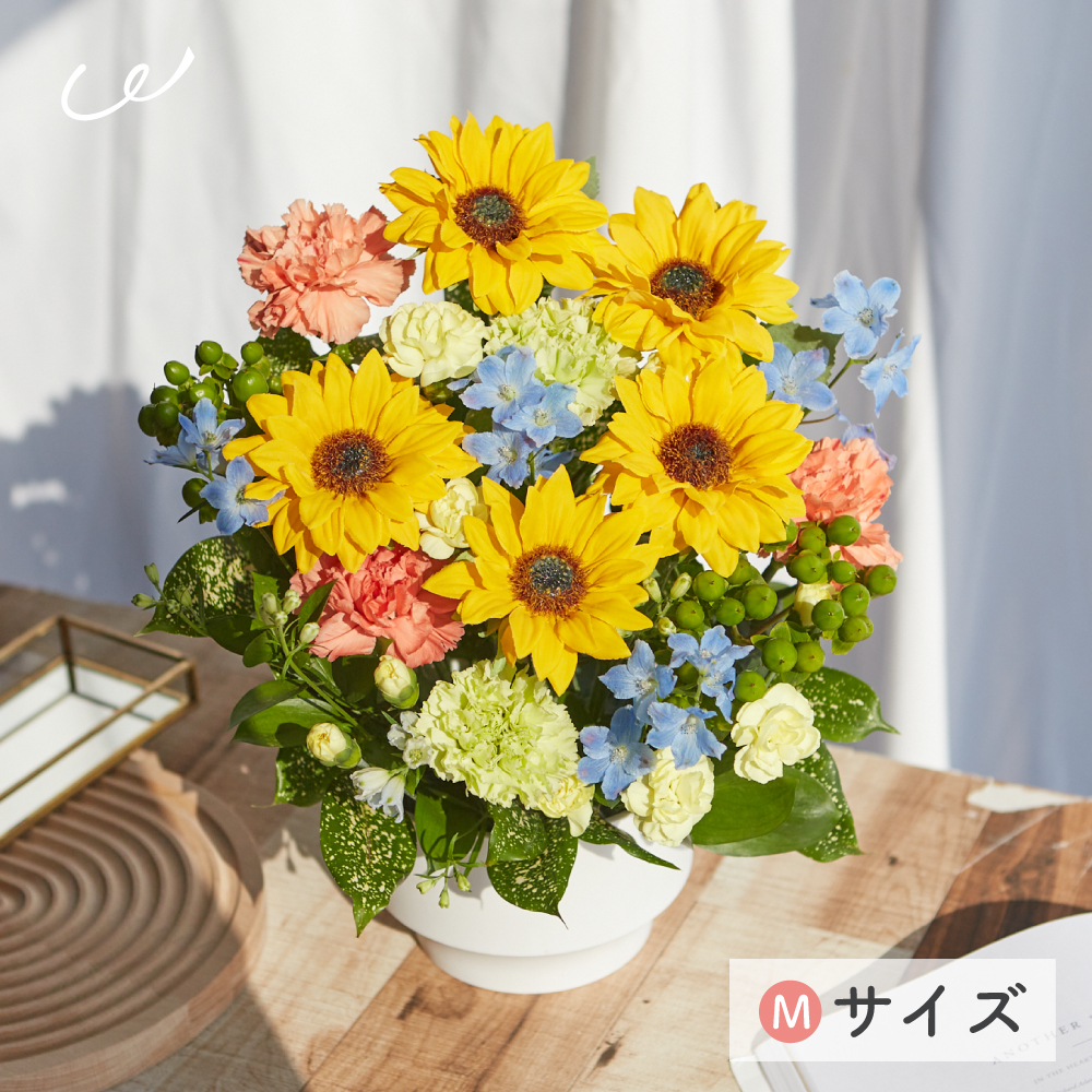 フラワーアレンジ 生花 花束 アレンジメント M バラ カラフルガーデン