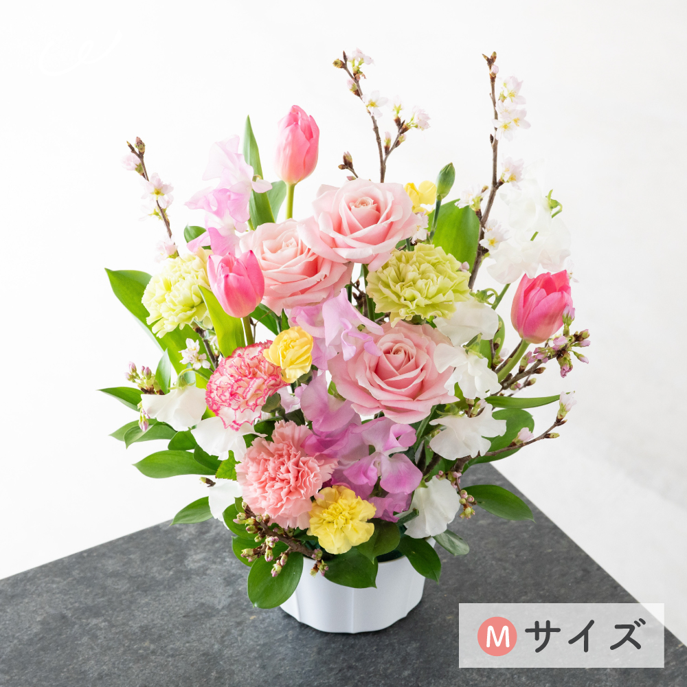 フラワーアレンジ 生花 花束 アレンジメント M バラ カラフルガーデン