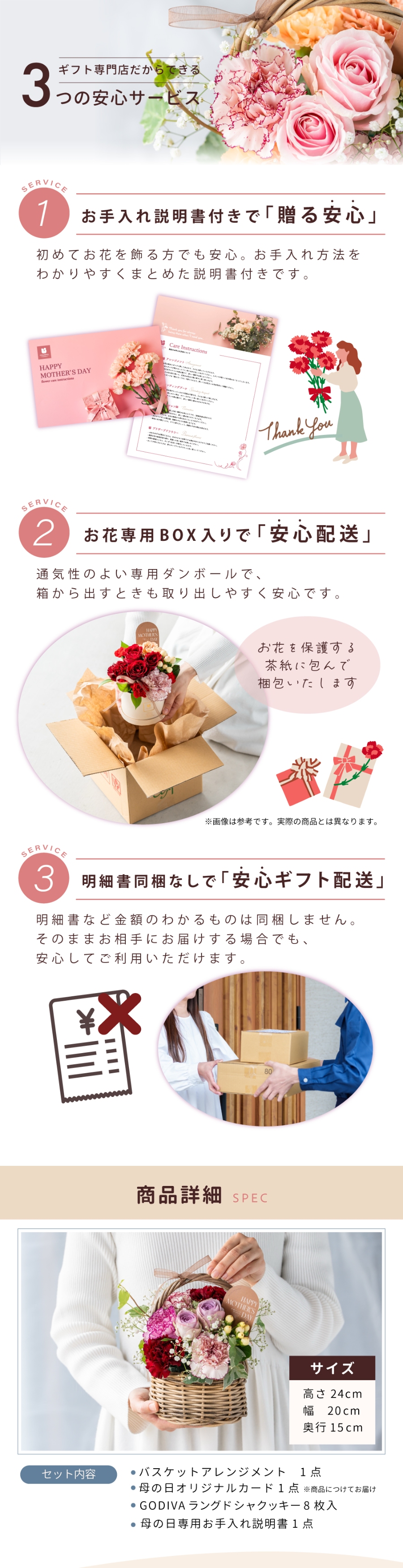 母の日バスケットアレンジメントGODIVAセット