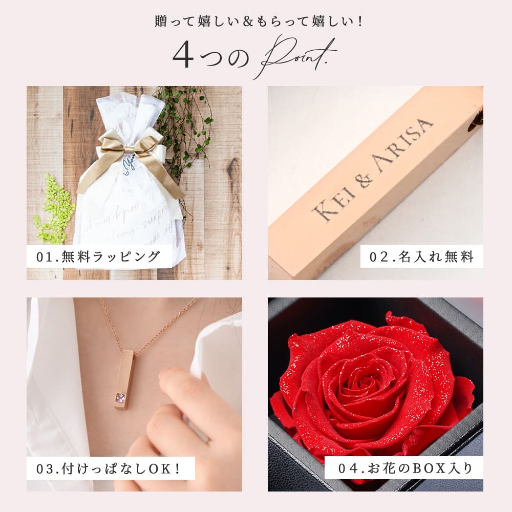 ペアネックレス ダイヤモンドローズ 名入れ ギフトセット 金属アレルギー ステンレス ペアアクセサリー 記念日 お揃い 結婚記念日 プレゼント カップル 即日発送
