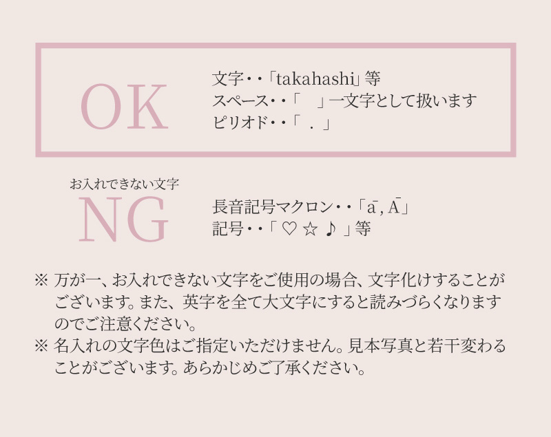 お入れできる文字