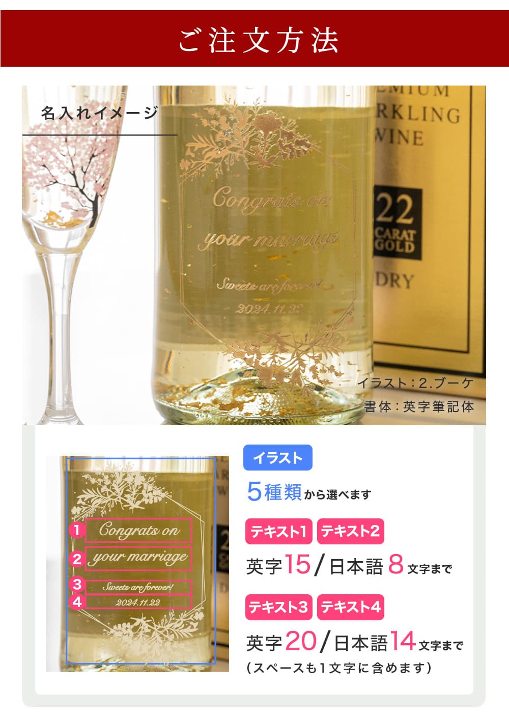 シャンパン フェリスタス&冷感桜シャンパングラスセット 金箔