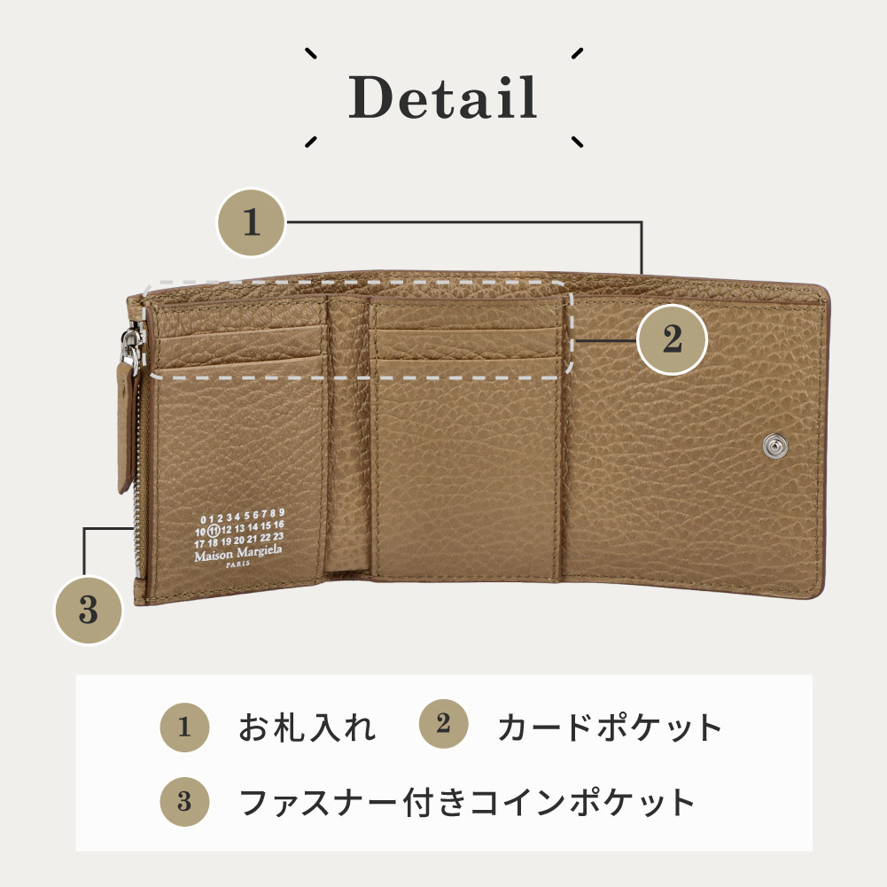 MAISON MARGIELA メゾンマルジェラ 財布 三つ折り財布 Zip Compact tri fold wallet CLIP 3 WITH  ZIP トゥライフォールド レザー レディース メンズ