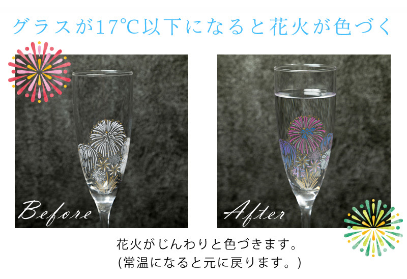 丸モ高木陶器 冷感花火 ペア シャンパングラス セット ペアグラス ペア
