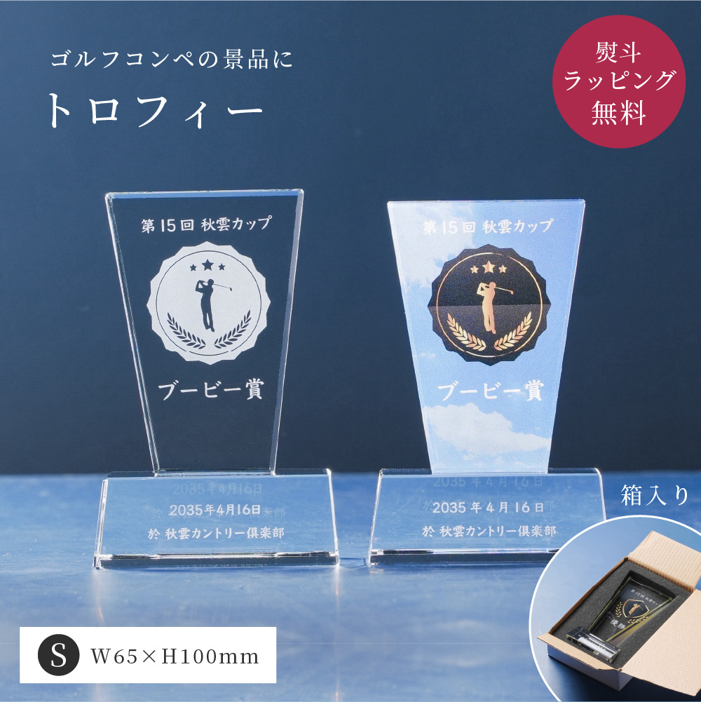 トロフィー小 盾形 ゴルフコンペ PS-5C トロフィー 名入れ 優勝 高級