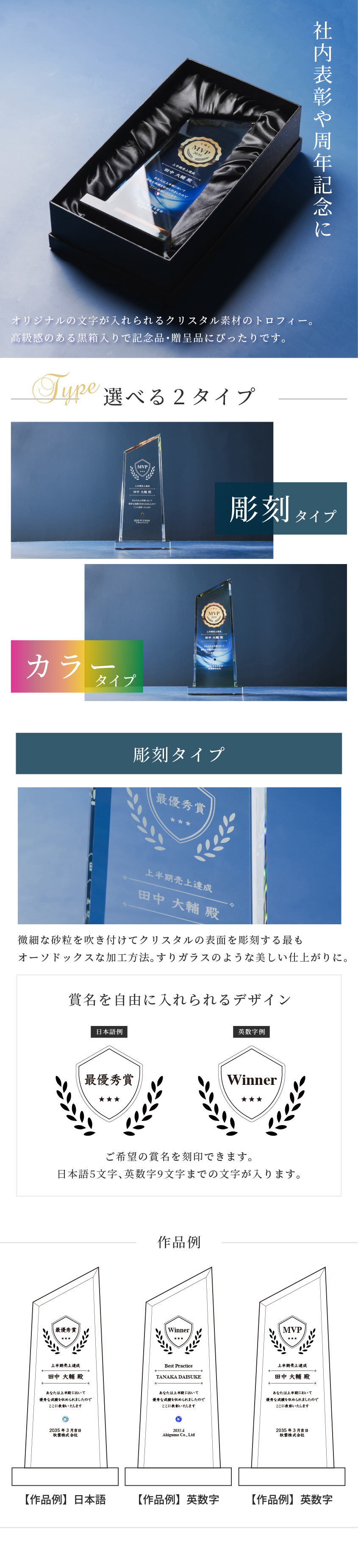 トロフィー中 台形 Mサイズ 