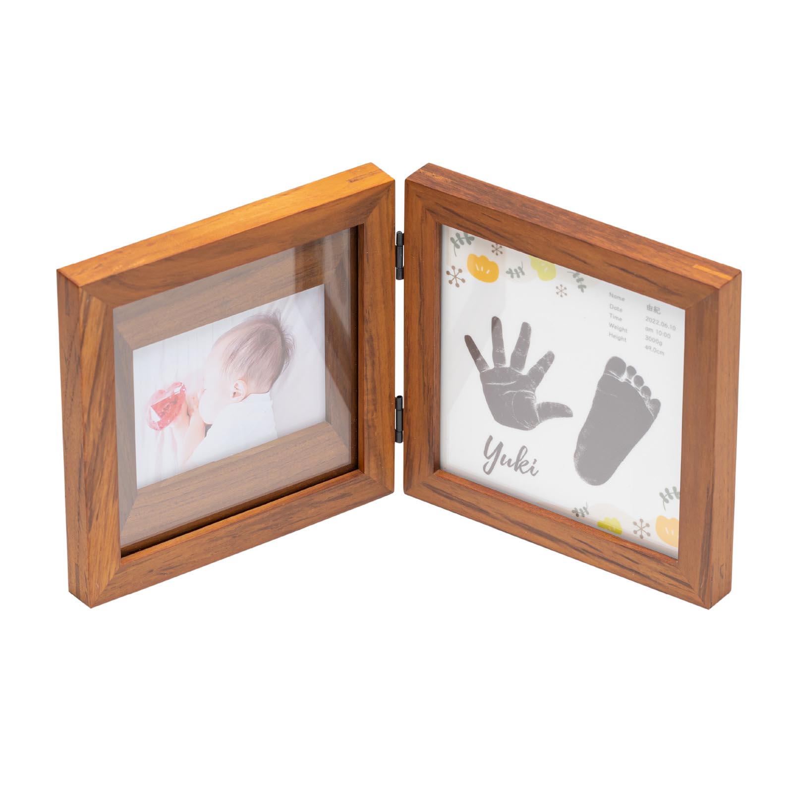 手形アート 手形スタンプ 送料無料 フォトフレーム 写真立て 出産祝い 赤ちゃん 手形 足形 木製 出産内祝い ベビー 100日祝い ハーフバースデー 0歳｜shoppress｜02