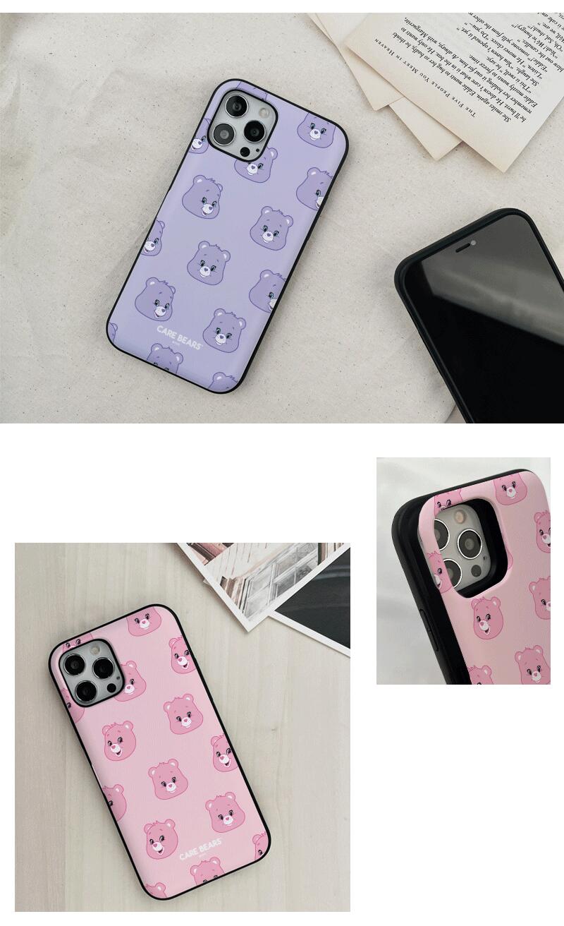 CQ ケアベア フェースパターン iPhone Galaxy MAGNETIC CARD DOOR BUMPER ケース カバー スマホケース｜shopria｜02