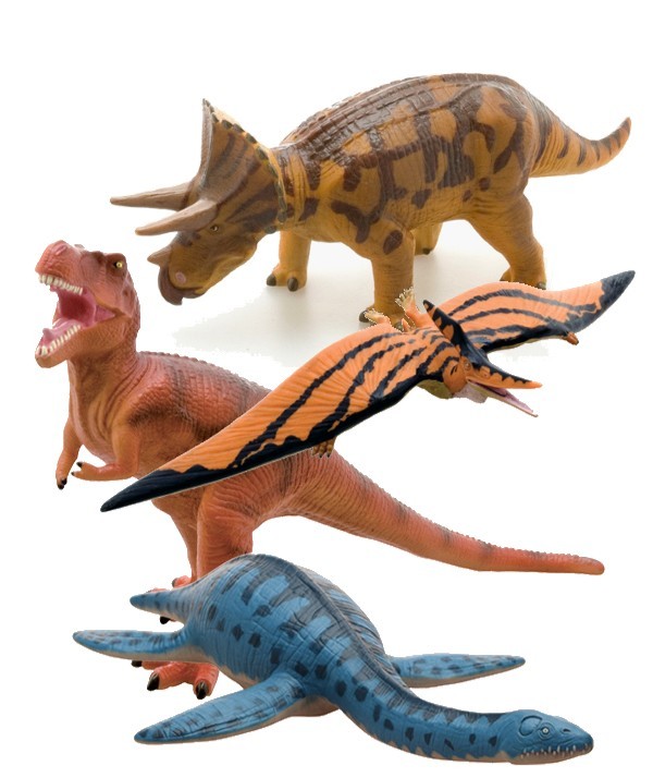 恐竜 ビニールモデル陸・海・空恐竜4体セット　p-61236