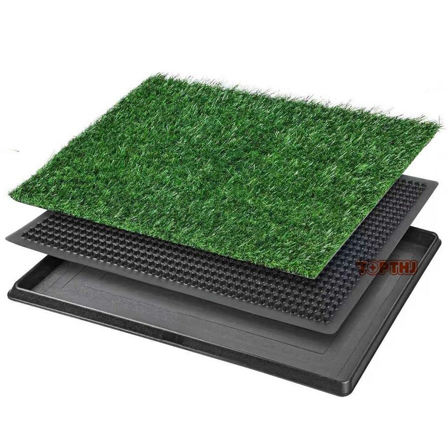 人工芝マット付き 犬用トイレ 3層式 ドッグトレー　室内 トイレトレーニング　M 犬用トイレ トイレトレー 人工芝 3層構造 丸洗い可能 洗える 尿漏れ