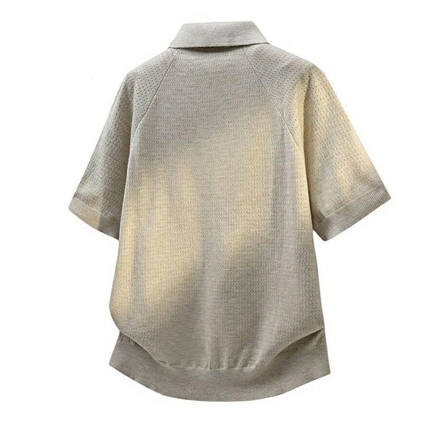 Vネックニット ポロシャツ 半袖 メンズ サマーニット ニットTシャツ
