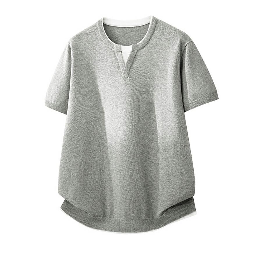 サマーニット Tシャツ メンズ 半袖 クルーネック Vネック ニットT サマーニット Tシャツ メンズ 半袖 クルーネック Vネック ニットT