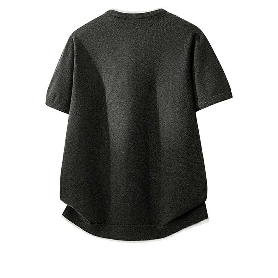サマーニット Tシャツ メンズ 半袖 クルーネック Vネック ニットT