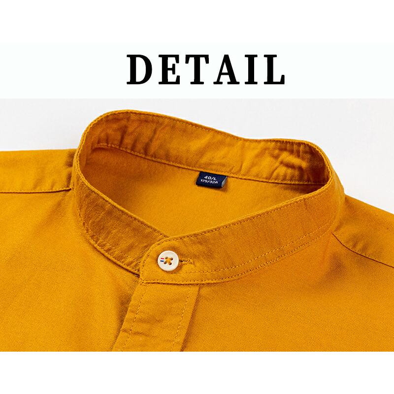 バンドカラーシャツ メンズ 長袖 シャツ 夏服 スタンドカラー