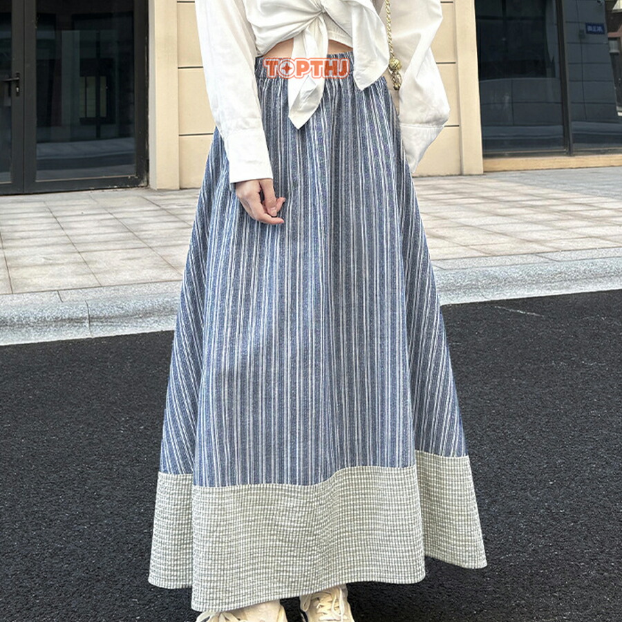 美品✨エブール シルク ストライプ ウエストゴム シアー ロング スカート 36 ロングスカート ストライプスカート マキシスカート レディース フレア