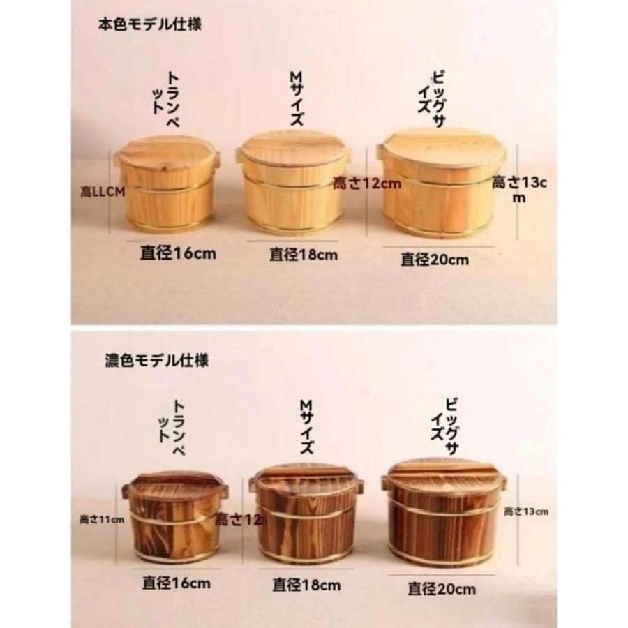 すし桶　おひつ　蓋付き　3,5合 寿司桶 おひつ 飯桶 米桶 木製おひつ 丸型 20cm ステンレス芯付き 蓋