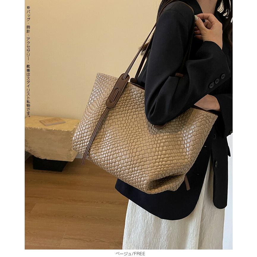 編み込み メッシュ トートバッグ レディース イントレチャート 大容量