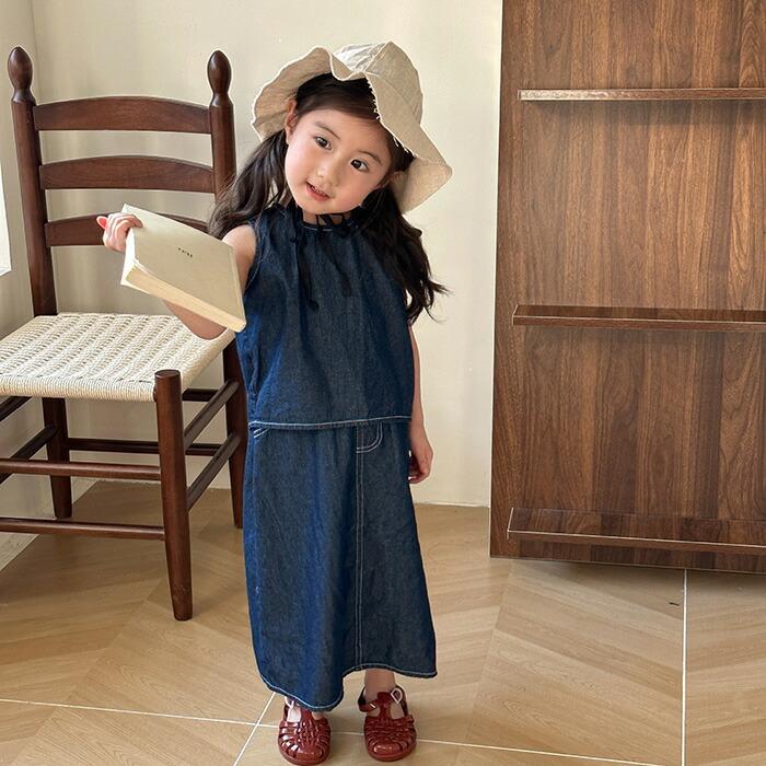 familia デニムワンピース 80cm キッズ デニム セットアップ ベビー服 姉弟 お揃い 女の子 ワンピース