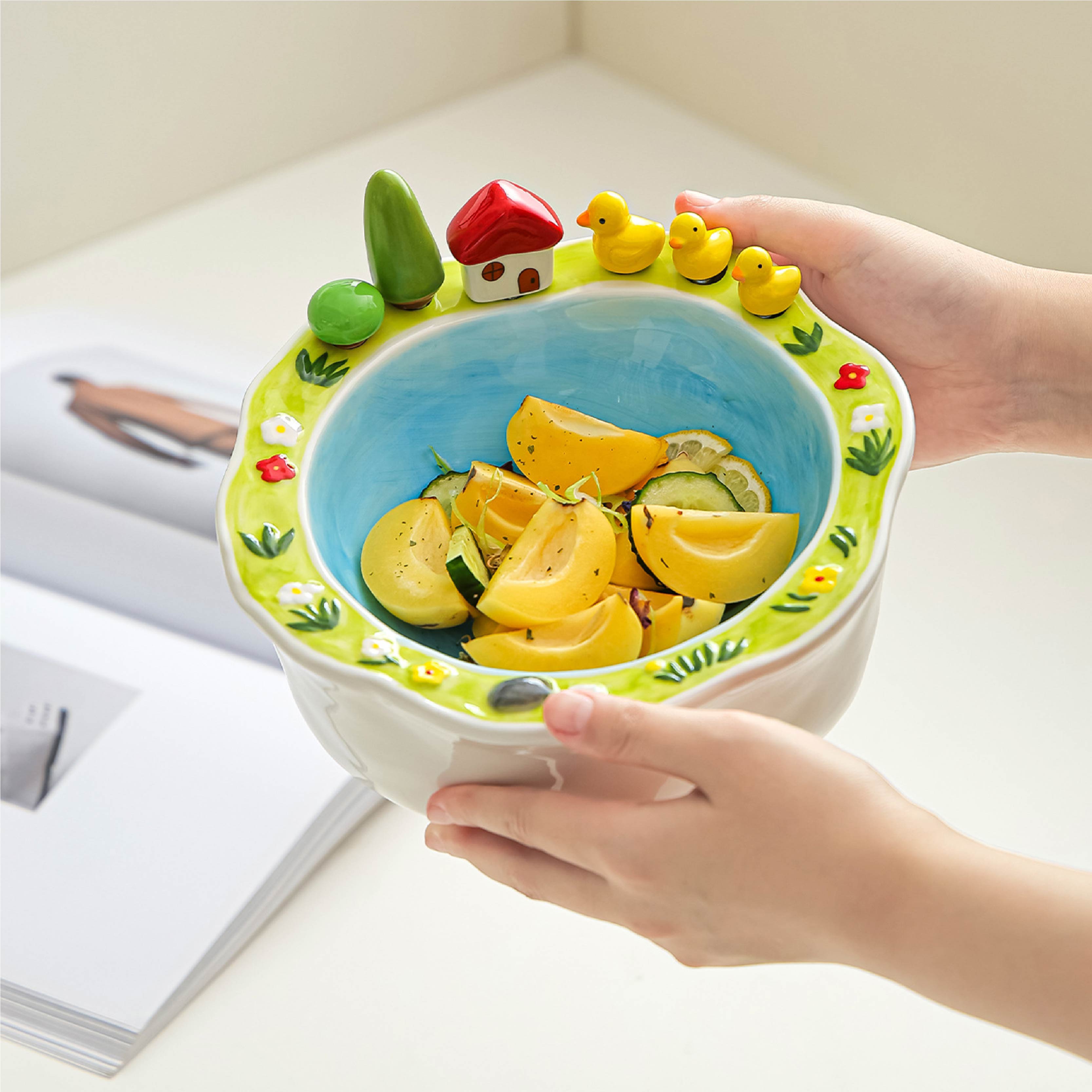 フルーツボウル サラダボウル 菓子鉢 デザート皿 取り分け皿 陶器 約