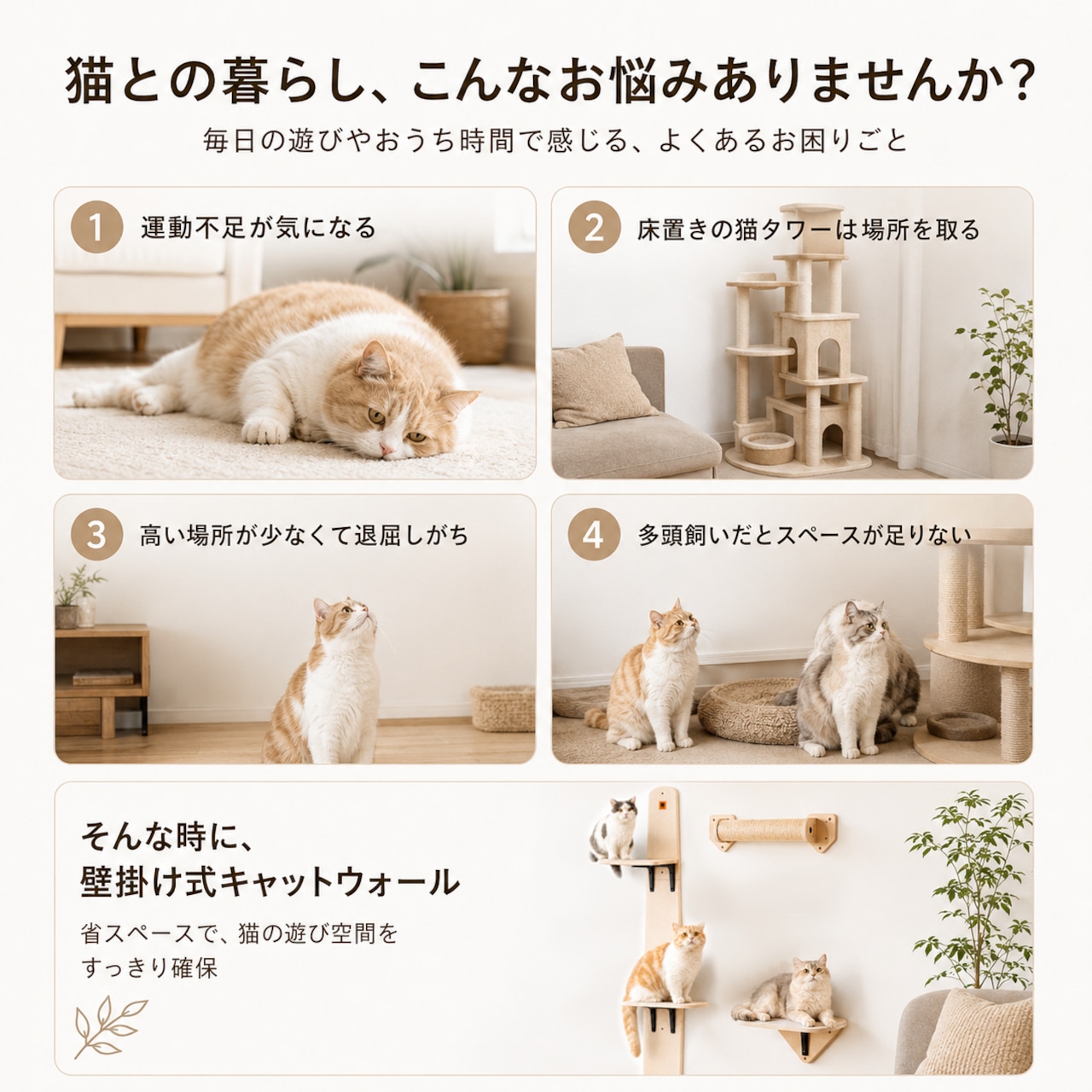 キャットウォール 壁掛け キャットステップ 木製 猫棚 キャットタワー
